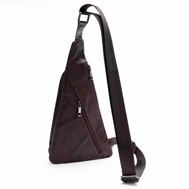 Men Triangle Leather Shoulder Bag Waist Belt Packs High Quality Male Crossbody Fashion Chest Bags Messenger | Багаж и сумки