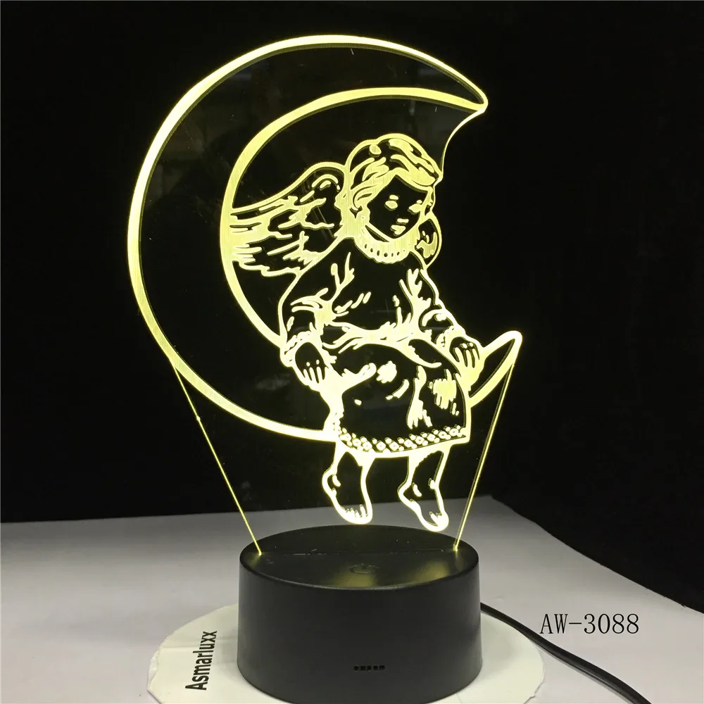 3D светодиодный ночник Luminaria милый угол Луна пластиковая лампа носветильник льник