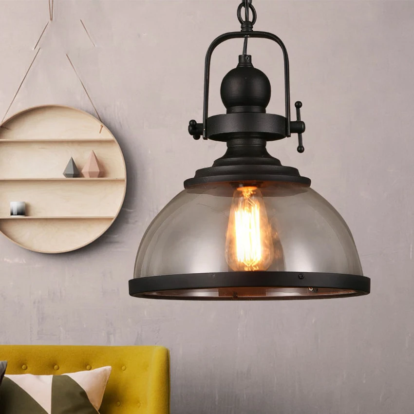 

Vintage Industrial glass Pendant Lights Loft iron antique Hanging Lamp for restaurant dining room Bar cafe deco lighting fixture