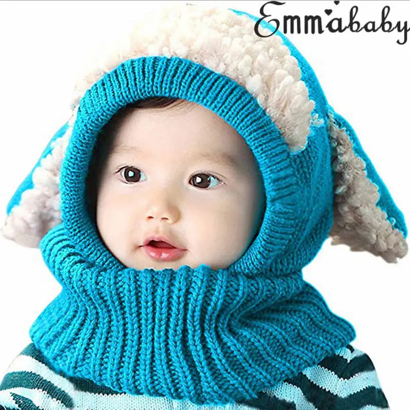 Pudcoco Baby Hats Girls Boys Winter Beanie Warm Hat Hooded Scarf Earflap Knitted Toddler Cap | Детская одежда и обувь