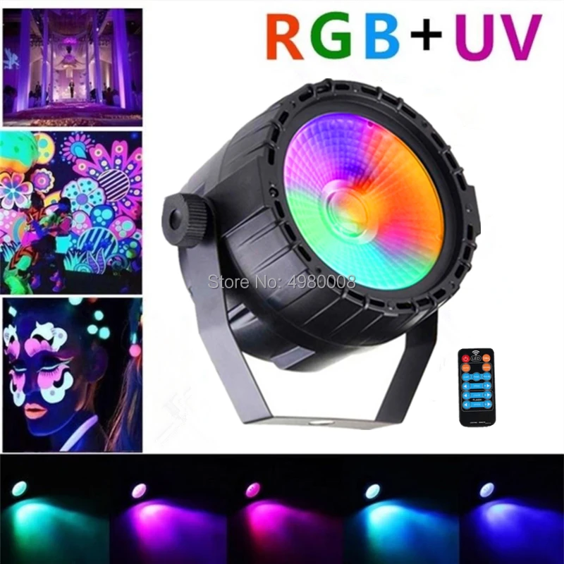 

2pcs/lot Wireless Remote Control RGB+UV Effect 30W COB Light LED Par Light Mini DMX LED Stage Lighting For DJ Party Club Disco