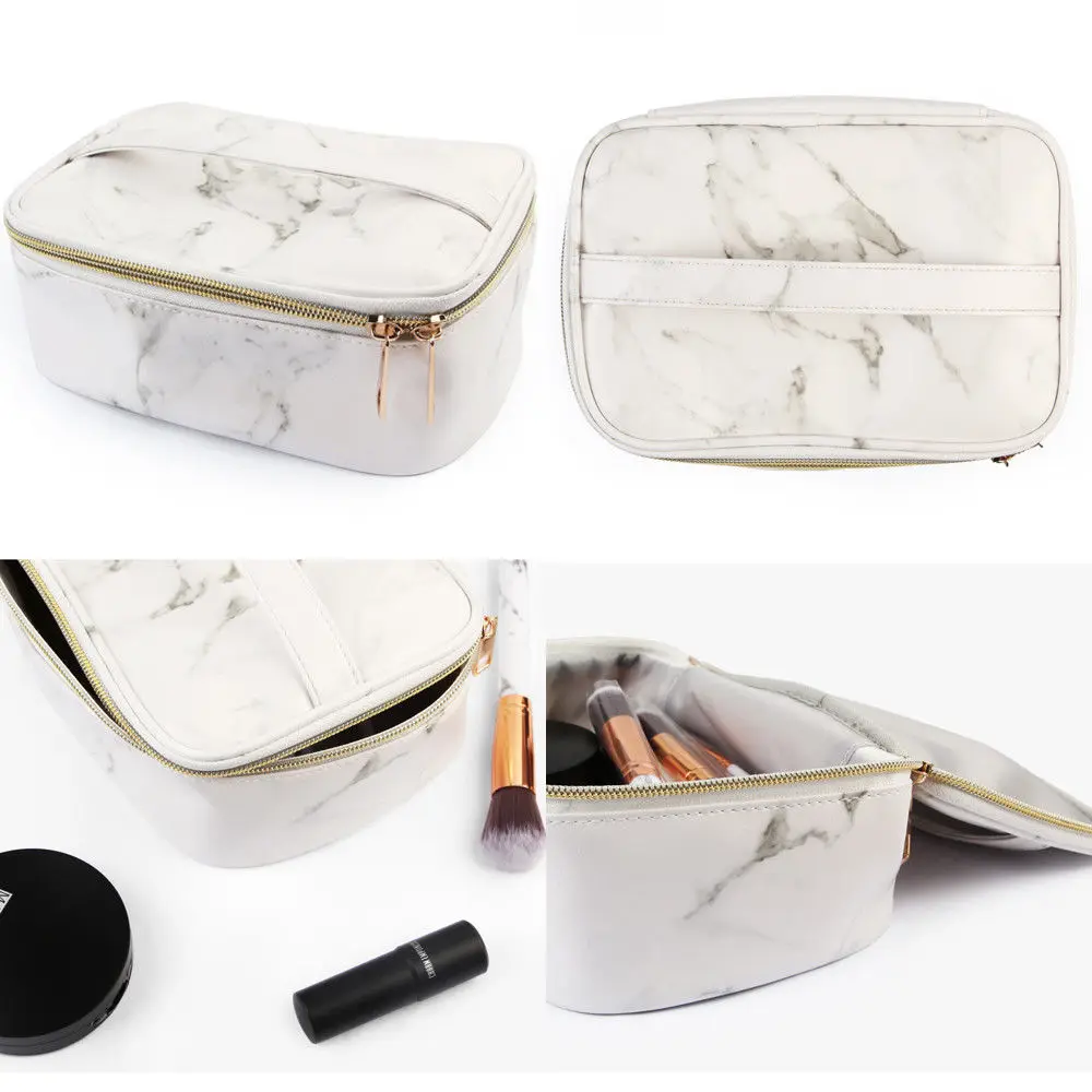 Professional Large Makeup Bag Cosmetic Case Storage Handle Organizer Travel Kit Women's Marbling Bags | Багаж и сумки