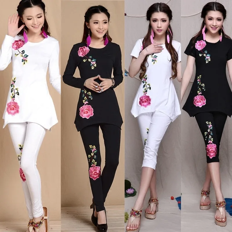 Весенне летняя футболка Wo 4XL с вышивкой цвет черный белый Blusas Feminina хлопковая