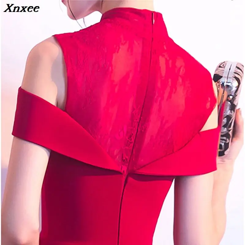 

Xnxee Women's slim sexy cheongsam Chinese dress lace strapless long dress Xnxee