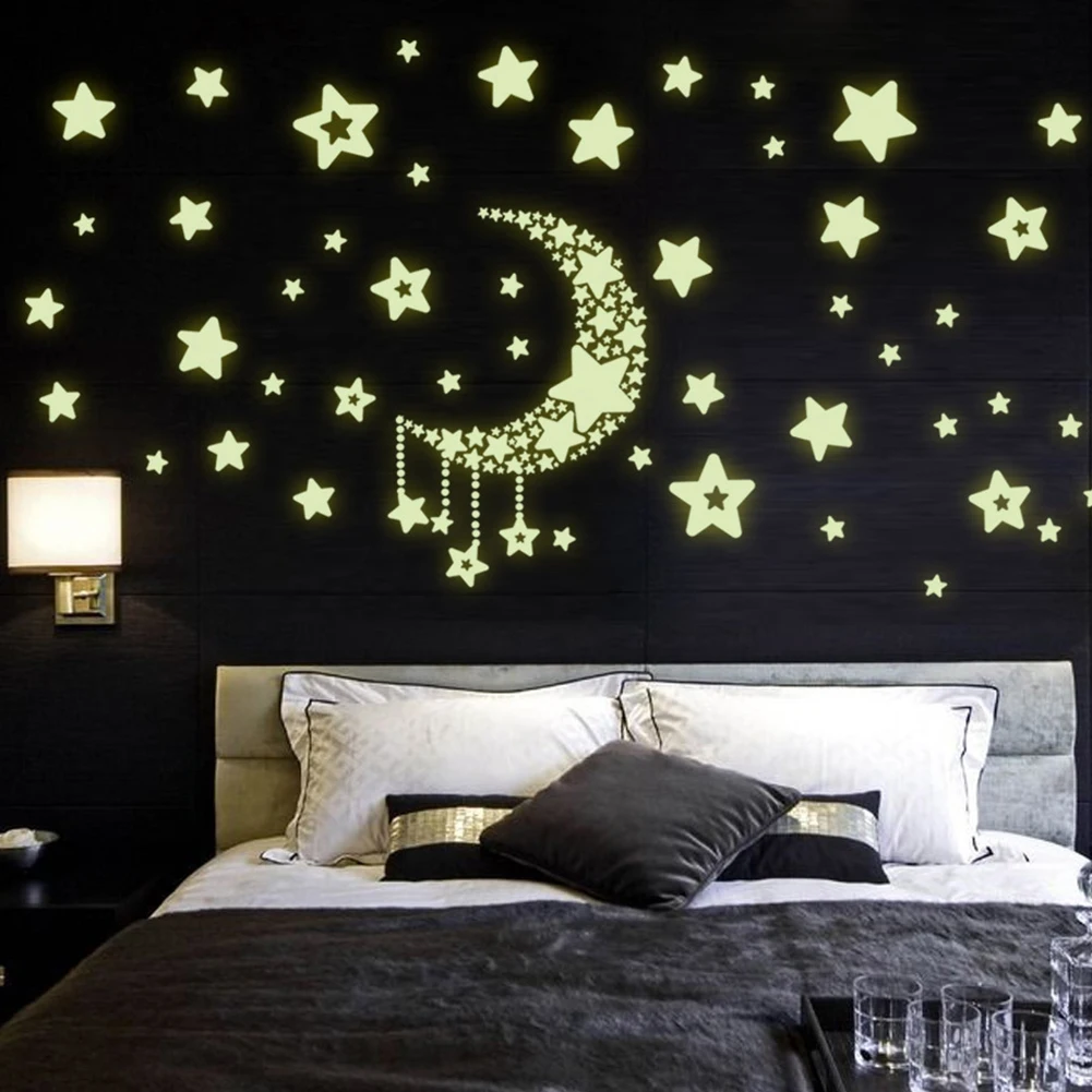 Светящиеся Настенные наклейки светится в темноте со звездами для детских комнат