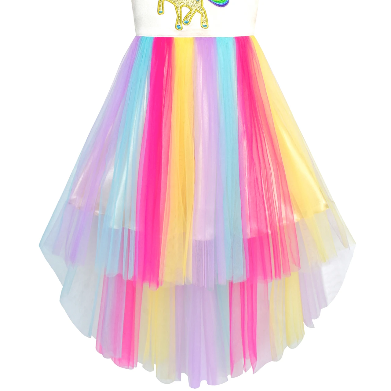 Sunny Fashion платья для девочек новогодние костюмы Вышитый единорог Радуга Костюм на