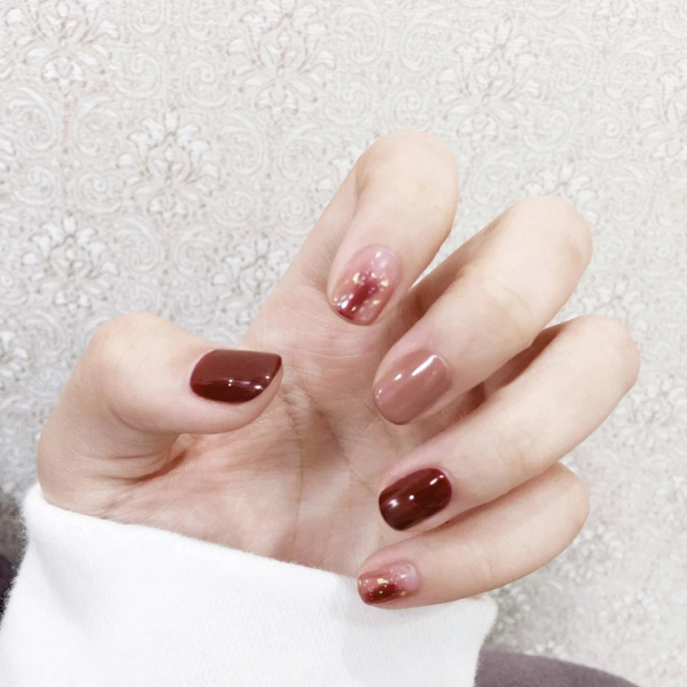 24pcs/box Art Decor Fake Acrylic Natural DIY Artificial Short Type Nail Tips Easy Remove Long Lasting Cover Fashion Manicure | Красота и