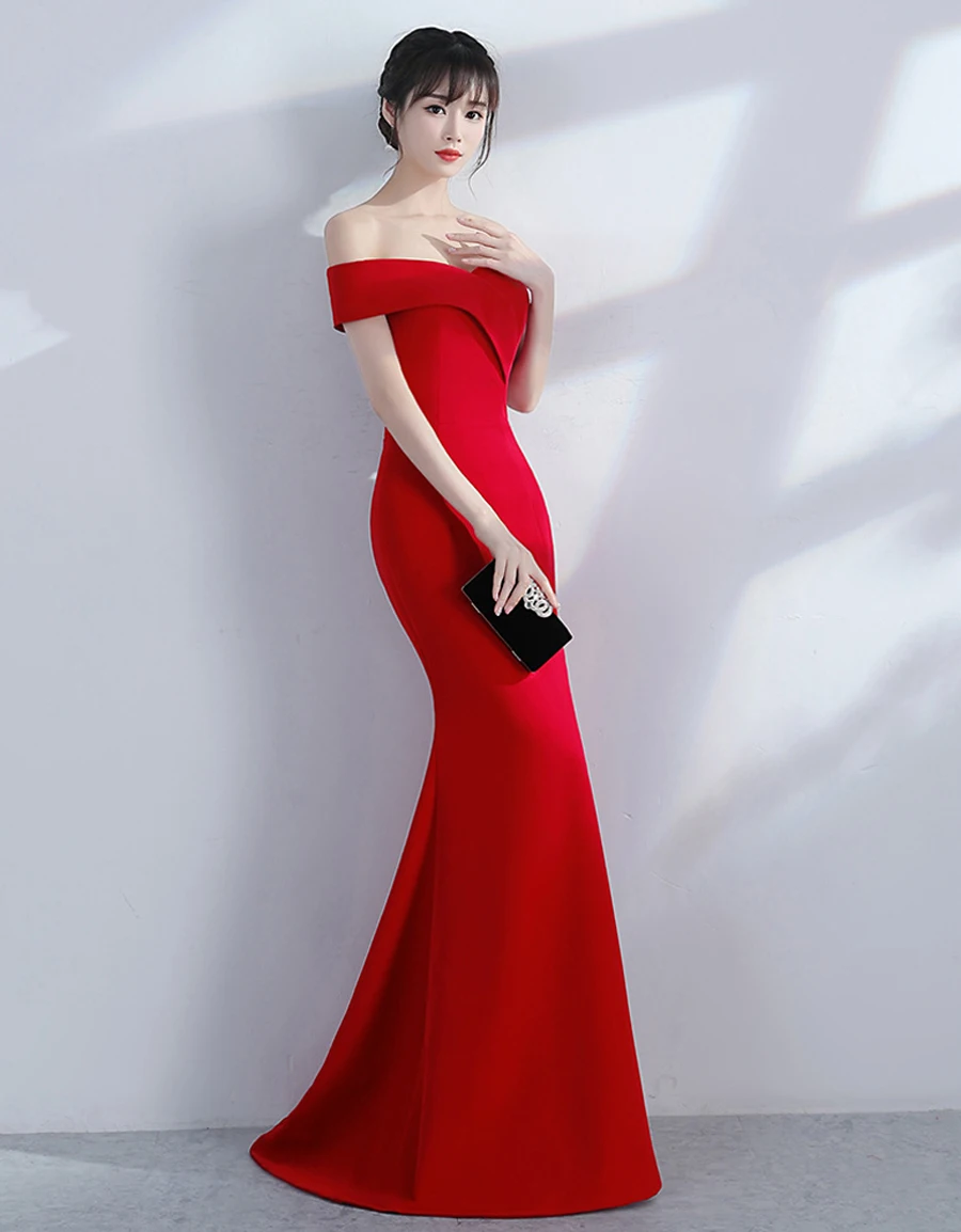 Robe De Soiree/бордовое вечернее платье с открытыми плечами для девочек свадебной