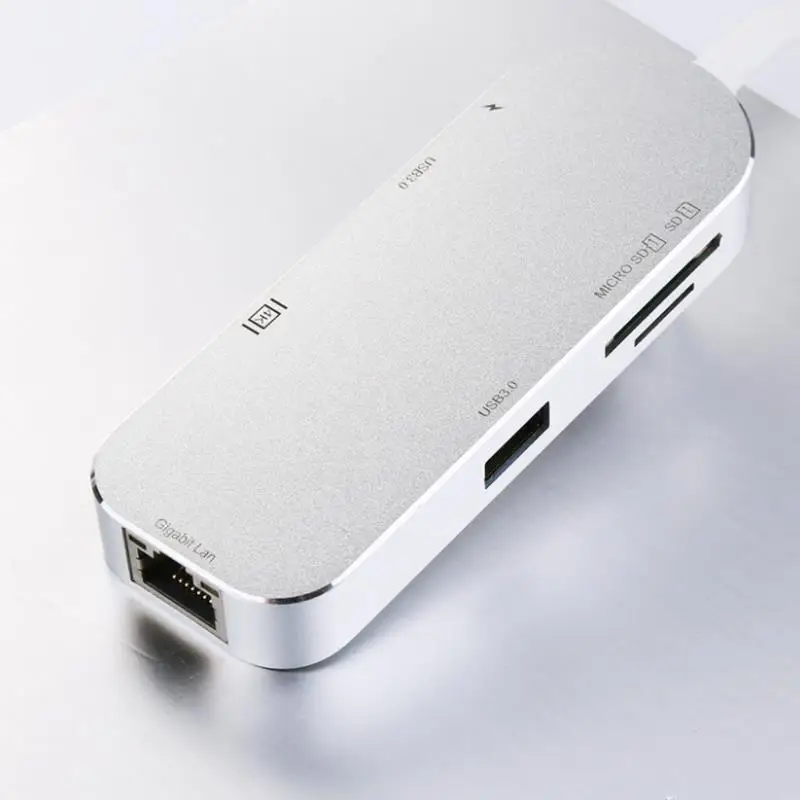 Тип C для Ethernet Rj45 1000 Мбит/с Hdmi 4 к Otg Устройство чтения карт SD TF Usb3.0 концентратор