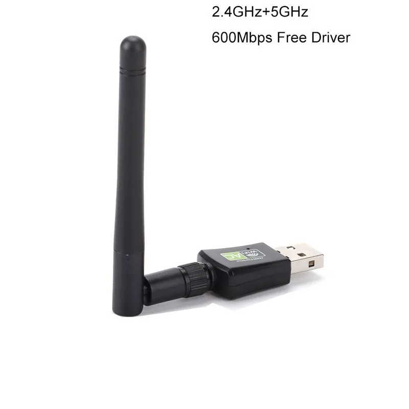 WiFi адаптер 600 Мбит/с USB беспроводной двухдиапазонный Wi Fi с антенной Бесплатный