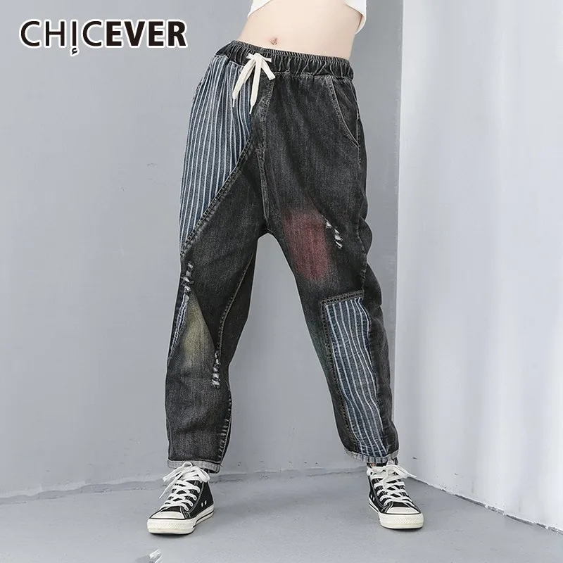 CHICEVER/весеннее повседневное мозаичное яркое цветное женское джинсовое платье с