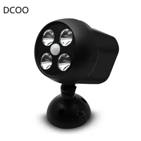 dcoo 360 degree rotary motion sensor spotlight ip65 waterproof 4led outdoor lightsbattery operated lamp security lights for wall
