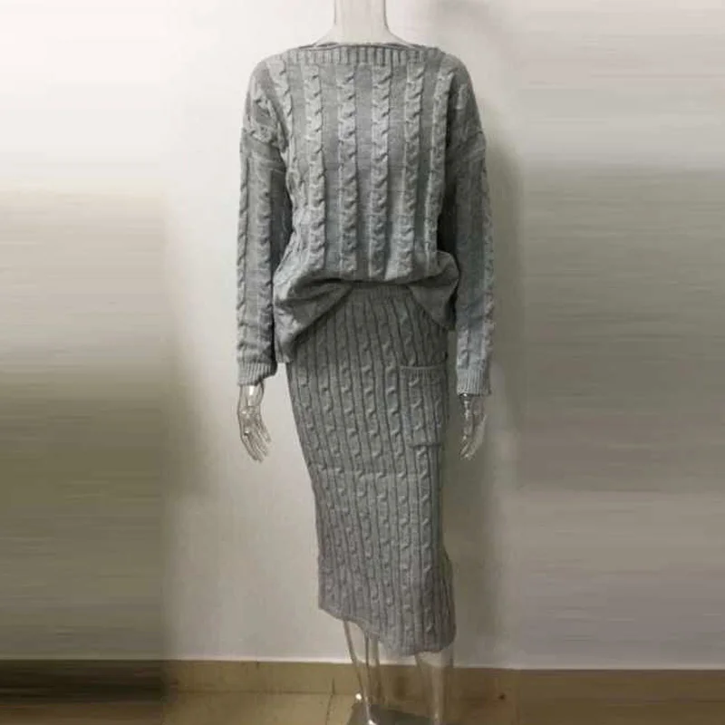 Свитер комплект Bodycon трикотажные Для женщин короткий свитер костюм из двух