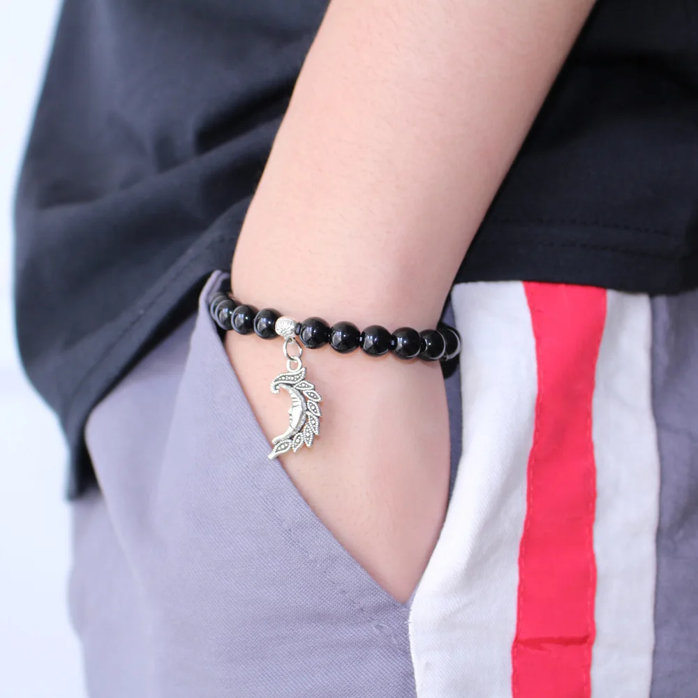 2018 Новая мода ретро луна кулон обсидиан женский браслет из бисера для йоги pulsera del