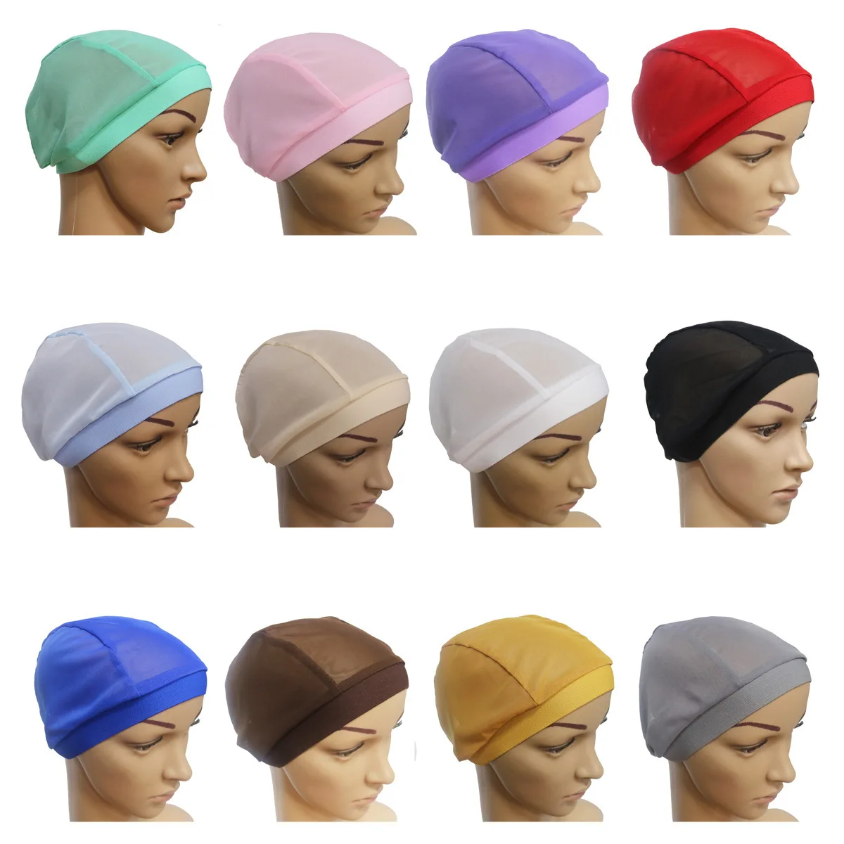 Женский мусульманский бесшовный купол Кепка хиджабы эластичный головной убор