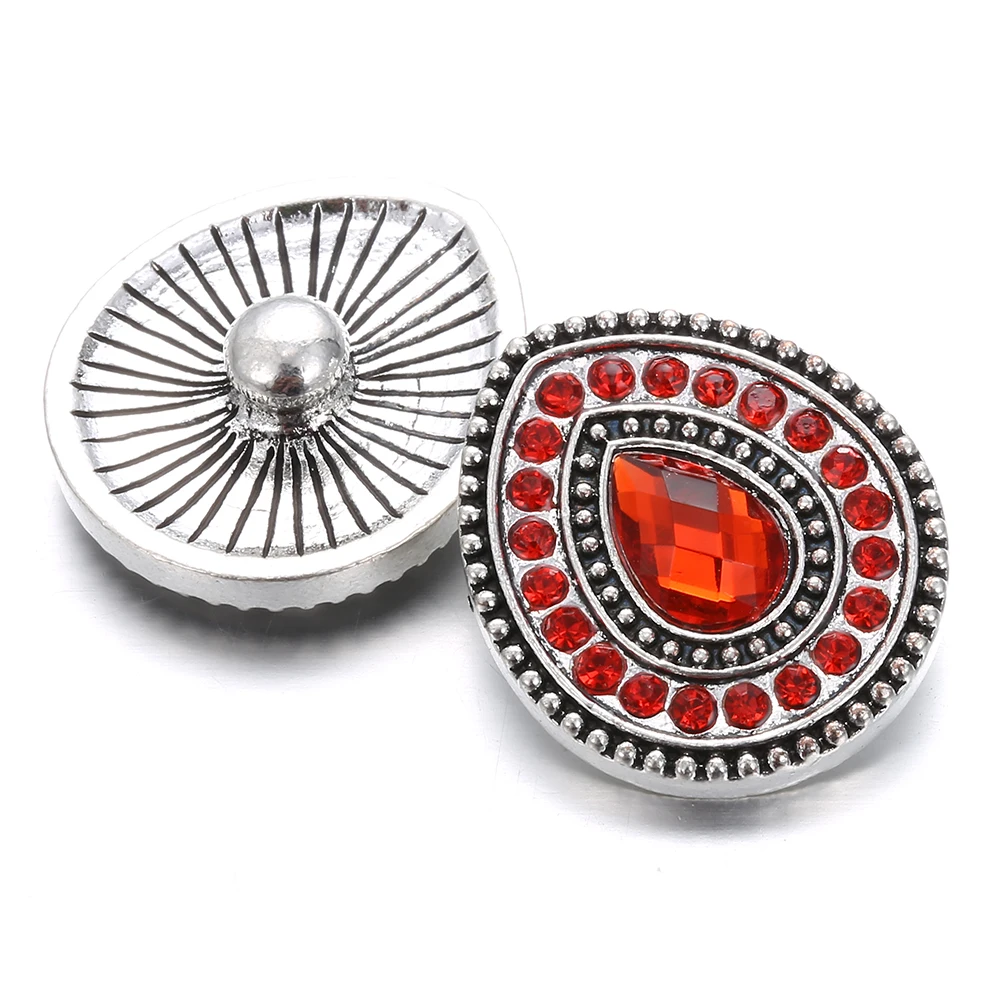6pcs/lot New Snaps Jewelry Full Crystal Water Drop 18mm Metal Snap Buttons Fit Bracelet Bangles Necklaces DIY | Украшения и