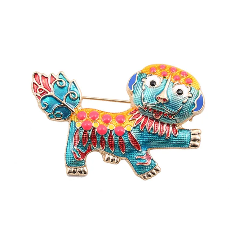 The New Drip Chinese Wind Lion Mascot Textured Cardigan Brooch Brooches Women Windbreaker Suit Exquisite | Украшения и аксессуары