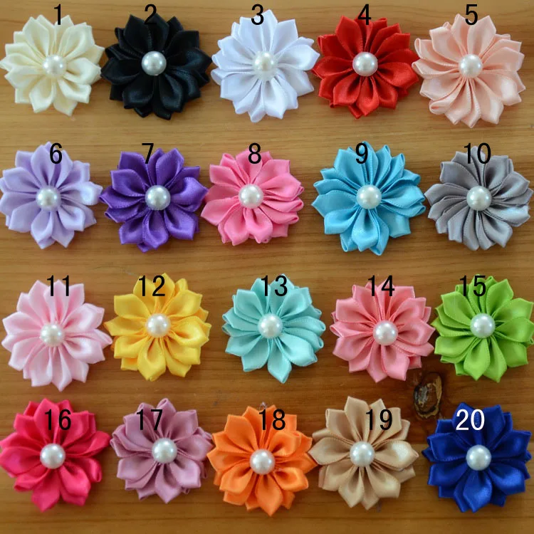 2016 мини 2 &quotDIY Цветы Дети Бутик Сатиновые ленты Многослойные с жемчугом
