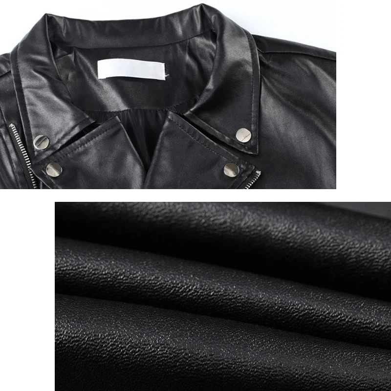 2019 New Black PU Locomotive Clothing Loose Women Basic Coat Fashion Streetwear Vintage Female Jacket Leather Outerwear HJ193