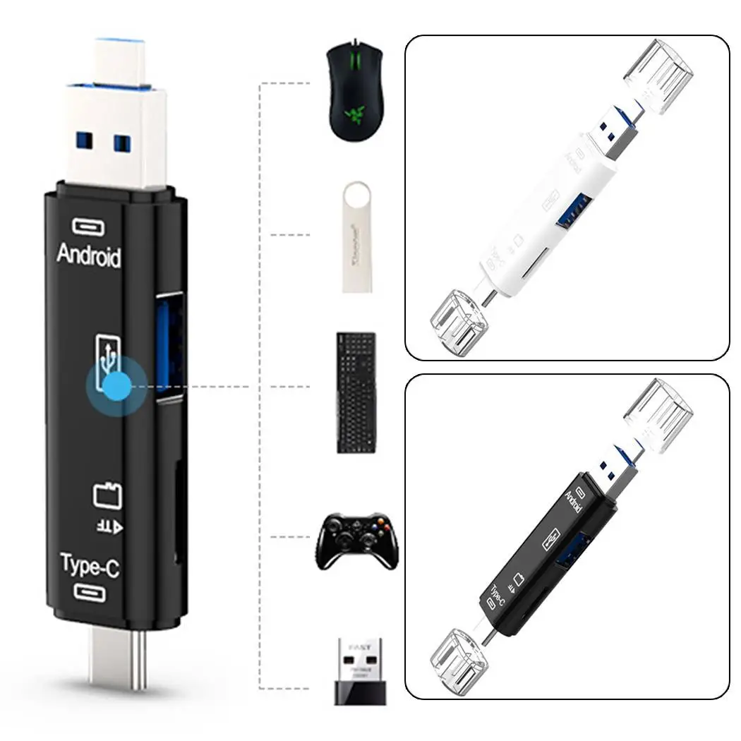 3 в 1 кардридер поддержка USB 2 0 TF Micro usb type C белый черный Android мобильный телефон