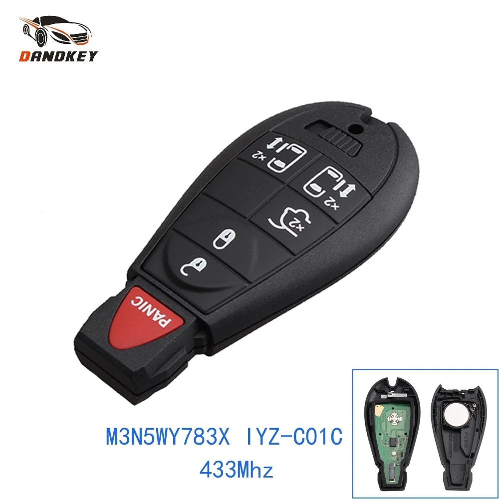 

Dandkey 5 + 1 6 кнопок M3N5WY783X IYZ-C01C 433 МГц Fob для Dodge Chrysler Town & Countr Jeep Grand Cherokee умный дистанционный Автомобильный ключ