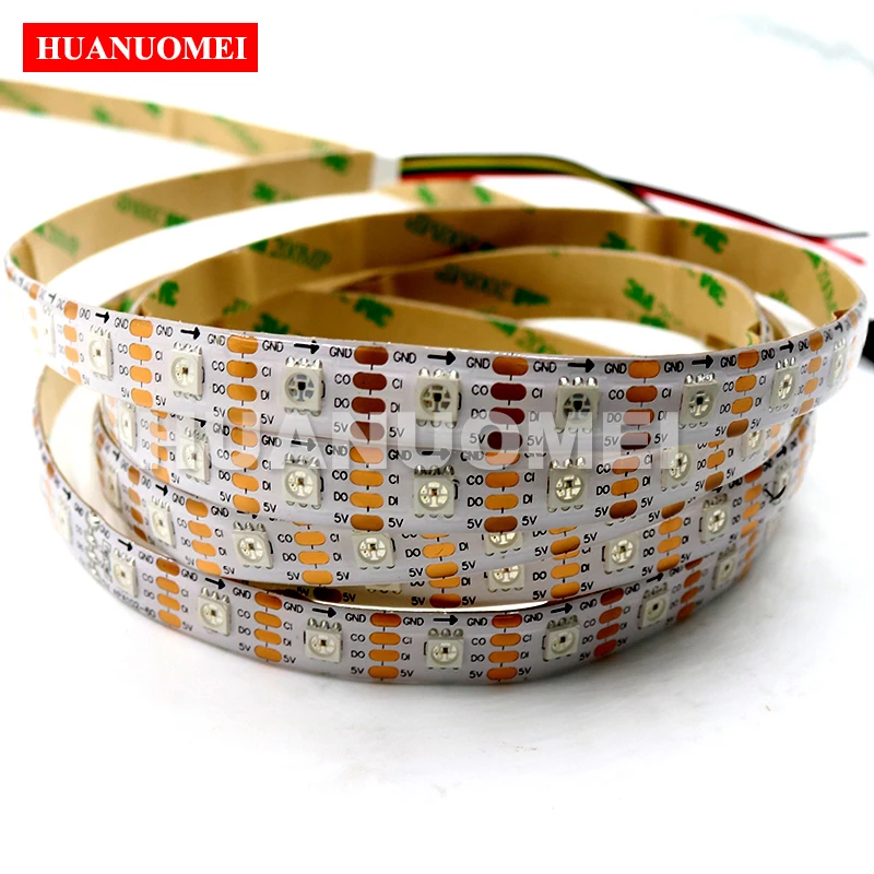 5M APA102 60LEDs/m LED Strip Light Digital RGB Pixel Strips Waterproof IP65 White PCB 5050 SMD LED Lights TV Flexible Tape Lamp