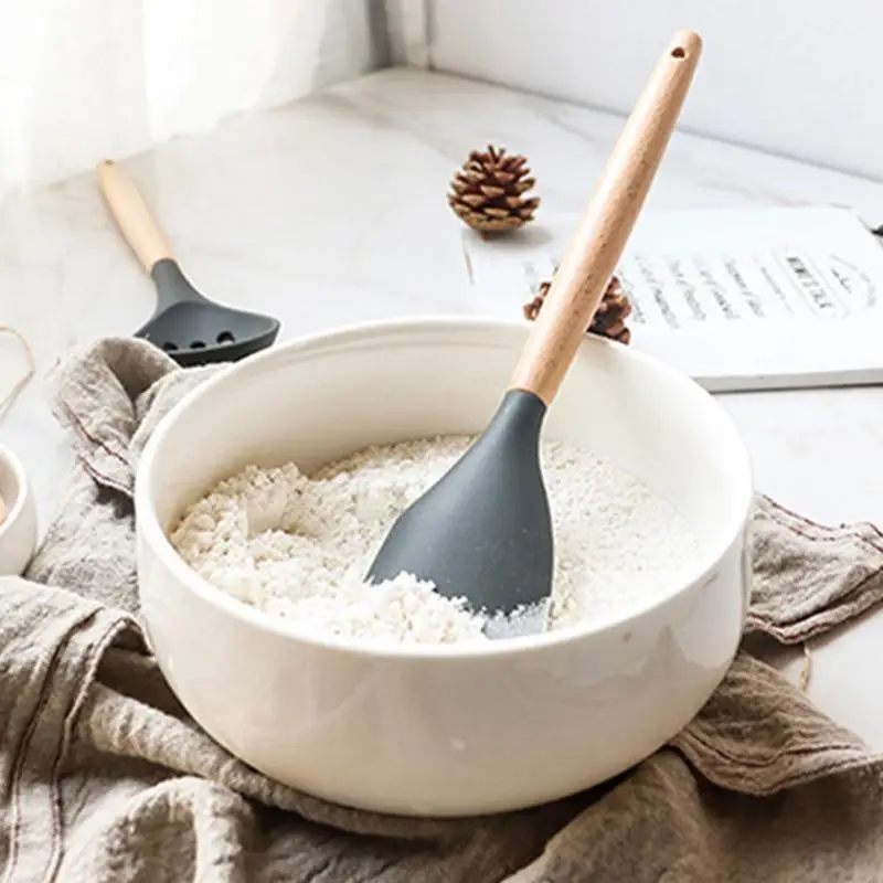 9 шт./компл. силиконовая кухонная утварь набор кухонной утвари с деревянной