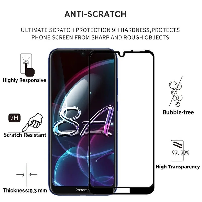 Полностью покрывающее закаленное Стекло для huawei Y6 Pro 2019 Экран протектор Prime