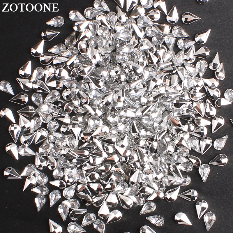 ZOTOONE 100 шт 5*8 мм форма в виде капли Pointback Акрил Стразы для клей ногтей на кристалл