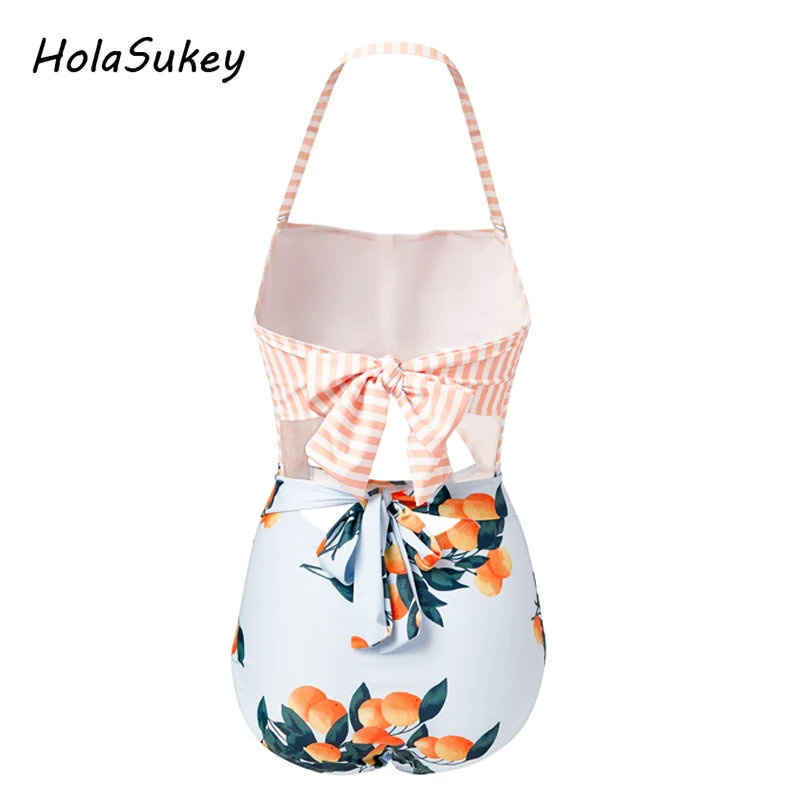 HolaSukey 2019 сексуальный цельный купальник монокини новый принт полосатые бикини