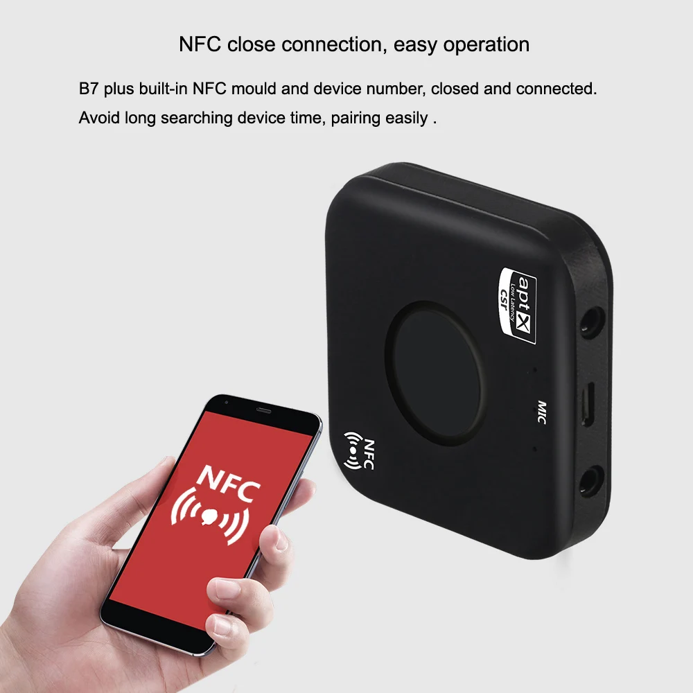 B7 PLUS Bluetooth приемник 4 2 APT X NFC CVC6.0 двойной AUX беспроводной стерео аудио адаптер с
