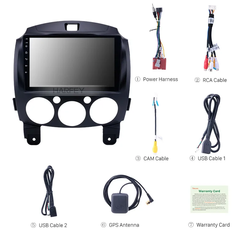 Harfey Android 8 1 9 &quot2Din автомобильное радио для MAZDA 2/Jinxiang/DE/третьего поколения 2007 2014 GPS