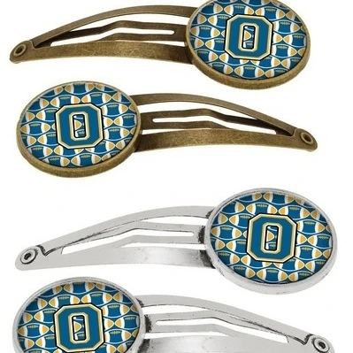 Carolines Treasures CJ1077 OHCS4 Letter O football Blue & Gold заколки для волос 0 75x0 25x2 25 дюймов. Набор из