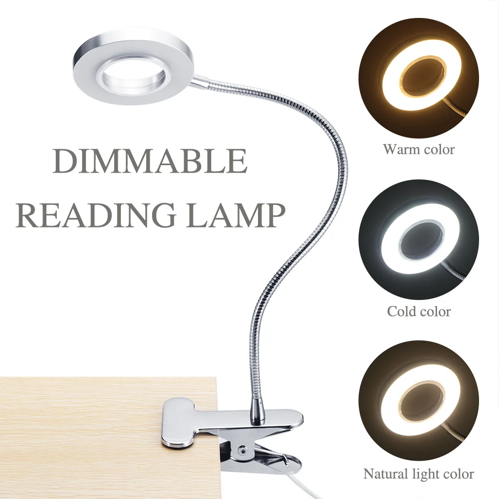 

Portable Clip Table Lamp USB Rechargeable Dimming Desk Light Perfect for Night Reading Eyebrow Tattoo Nail Art Beauty Makeup