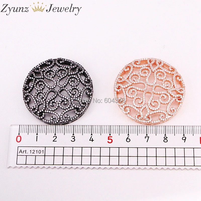 

4PCS ZYZ325-9527 Cubic Zirconia CZ Micro Pave Large Round Multi Strand Link Connector Pendant