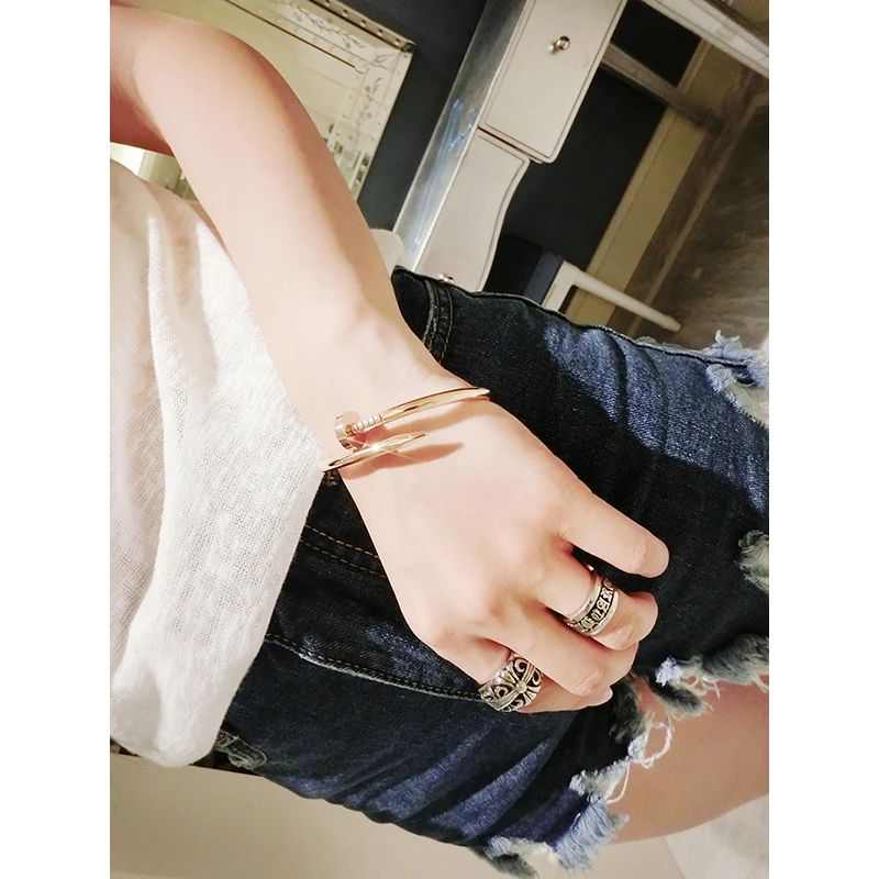 Шурупы ногтей манжеты браслеты медь любовь для женщин золото Pulsera Jewelry