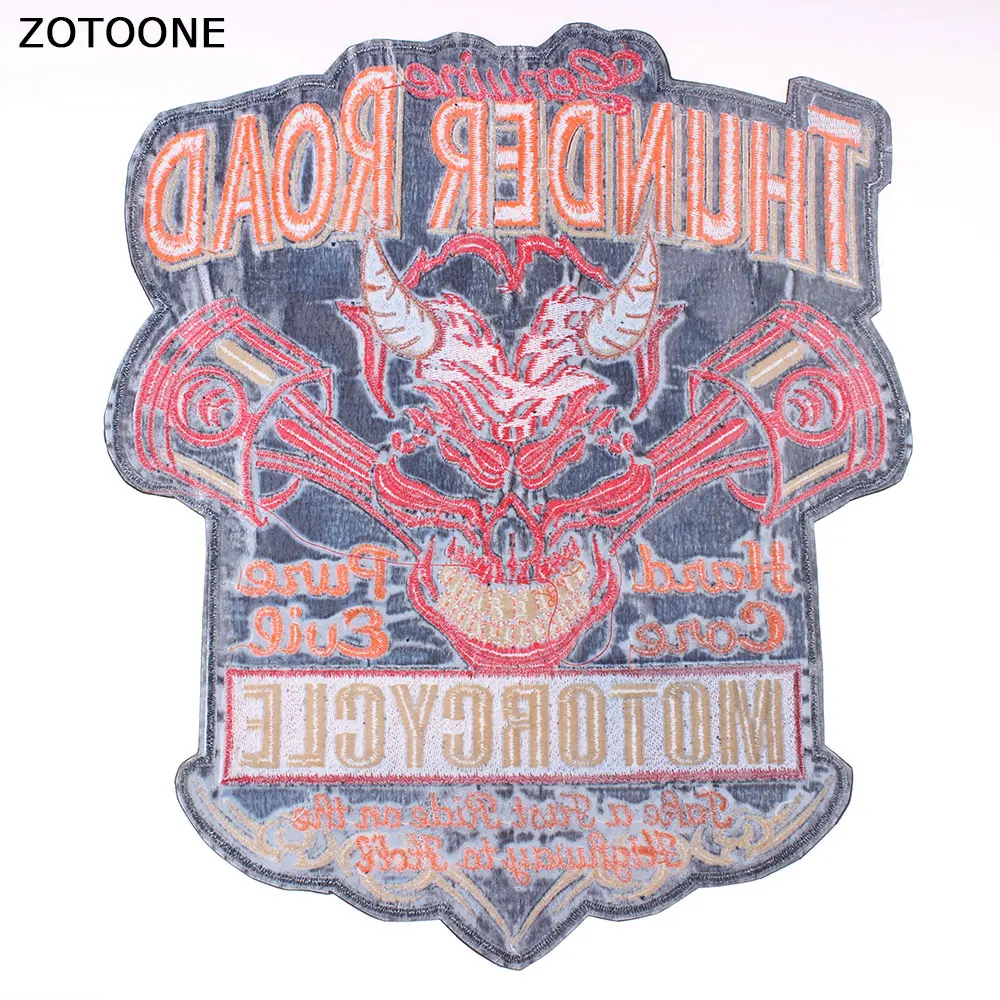ZOTOONE крутые нашивки Red Thunder Road с вышивкой утюгом на одежде большие черепом для езды