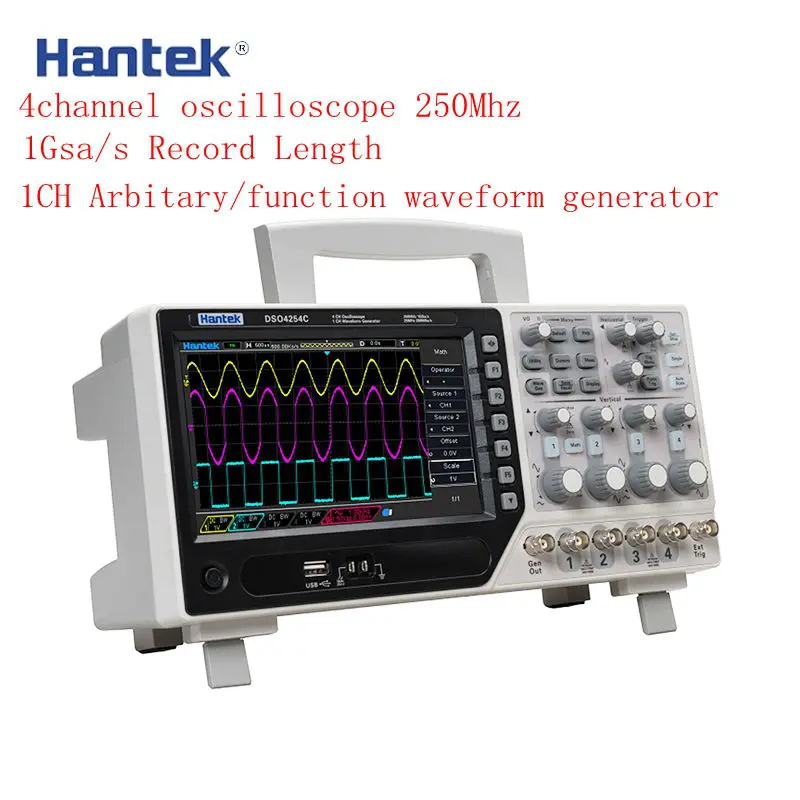 Hantek DSO4254C цифровой осциллограф 4CH 250 МГц 1Gs/s Настольный Osciloscopio 25 функция/генератор
