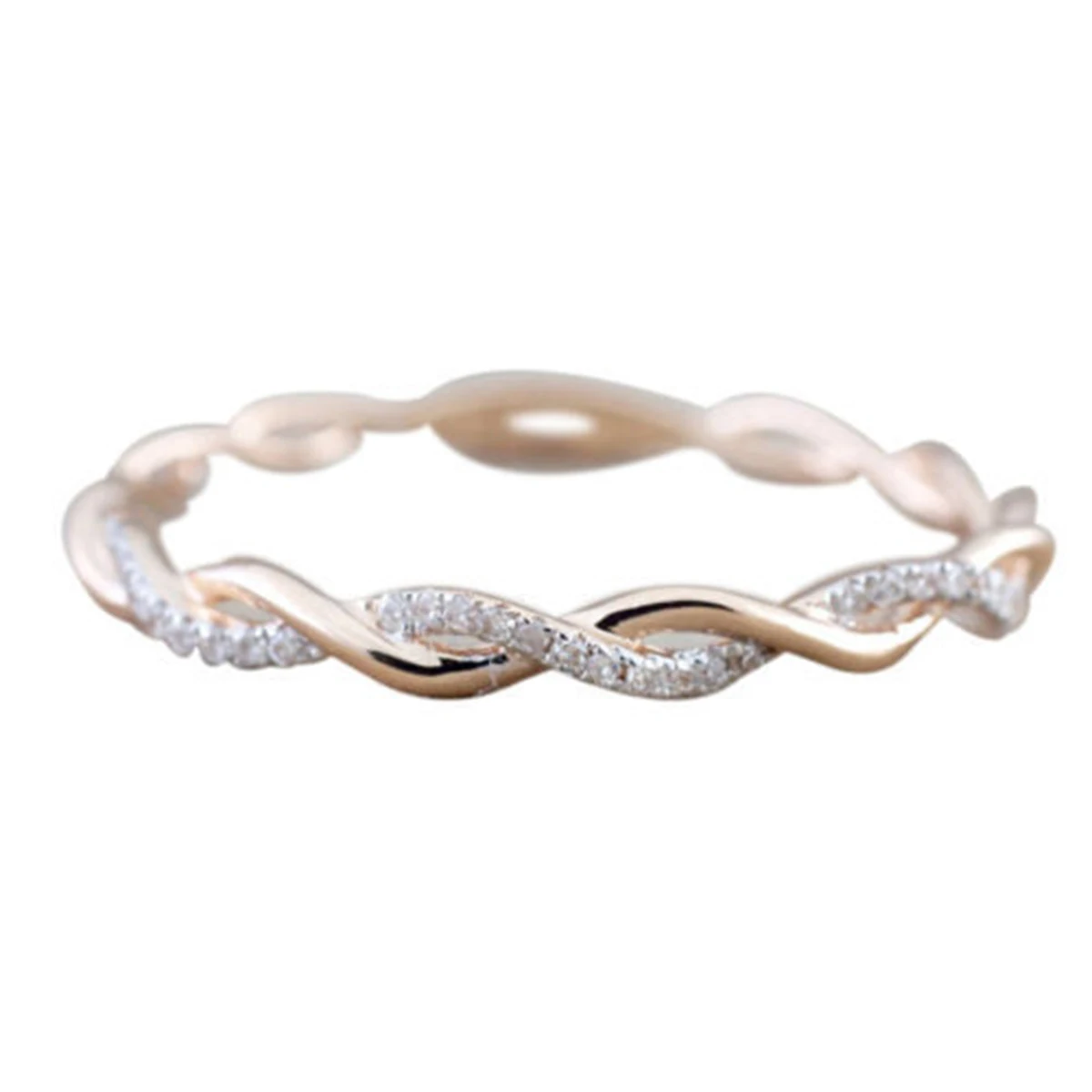 Новое розовое золото цвет твист классическое кубическое Свадебное обручальное