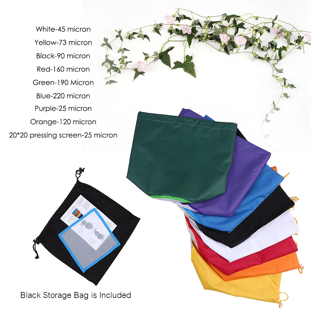 

8pcs 5 Gallon Garden Filter Bag Solid Nylon Filter Extractor Bubble Bag Kit Extraction Bags Pressing Screen Carrying Bag
