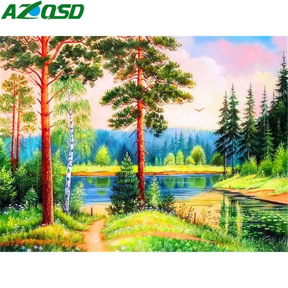AZQSD Алмазная картина алмазная живопись бриллиантовая мозаика пейзаж 5D DIY стразы