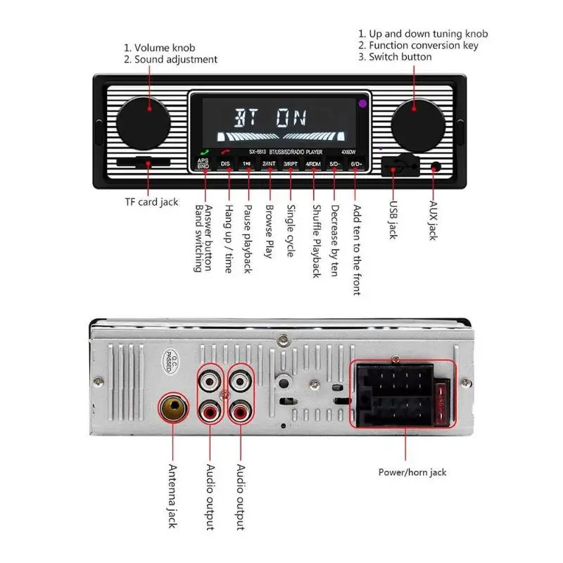 Автомагнитола VODOOL 5513 1 Din 12 В Bluetooth mp3 плеер FM радио USB TF карта AUX вход|Автомобильные
