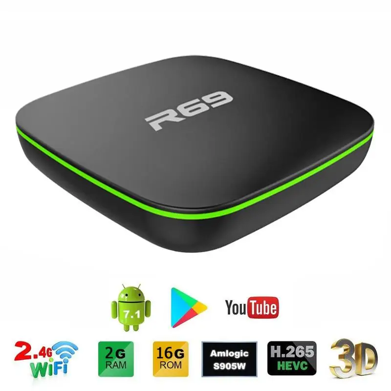 R69 Android 7 1 ТВ коробка Allwinner H3 4 ядра Wi Fi Декодер каналов кабельного телевидения Media