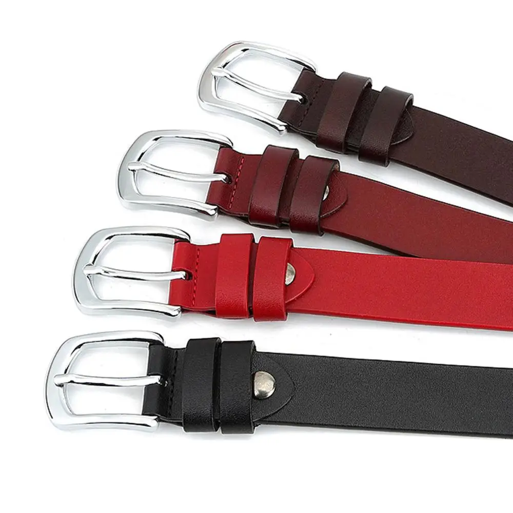 Brand Name Female Pin Buckles Metal Solid Colour Design Women's Cowhide Leather Fancy Vintage Belts 2.3cm Width NFC729
