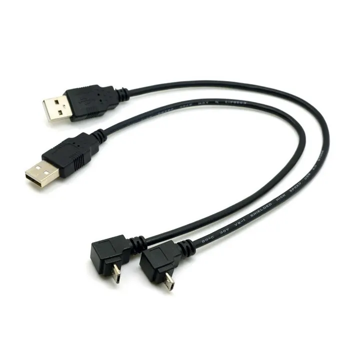 

CYSM 2pcs USB 2.0 Male to Micro USB Up & Down Angled 90 Degree Cable for Cell Phone Tablet