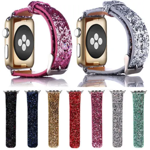 Новый Блестящий блестящий новый ремешок iWatch 38 мм 42 для Apple Watch женские вечерние