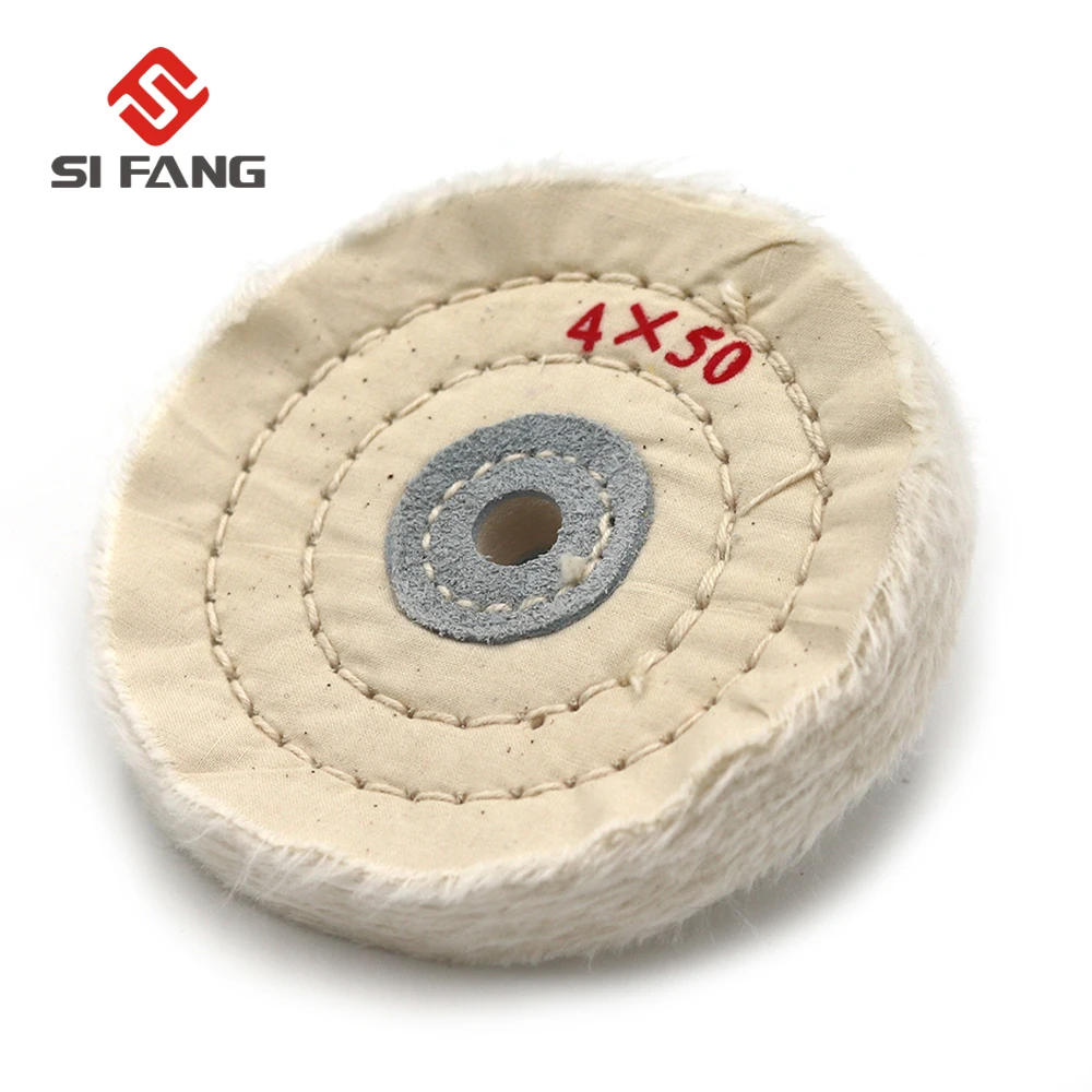 

4" White Muslin Stitched Buff Mop Polishing Jewellery Cotton Wheel 50Ply Bench Grinder Buffing Wheels
