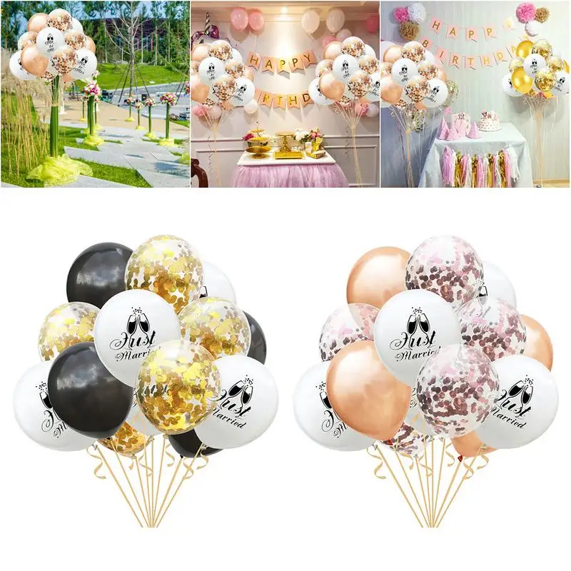 Balloon Set - 15pcs 12-Inch Just Married Pattern Latex Confetti Combination Mr To Mrs Decoration Wedding | Дом и сад