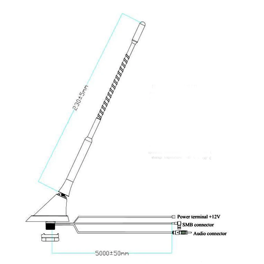

DAB +FM/AM Car Radio Antenna Aerial with Amplifier Roof Mount Active SMB 5m
