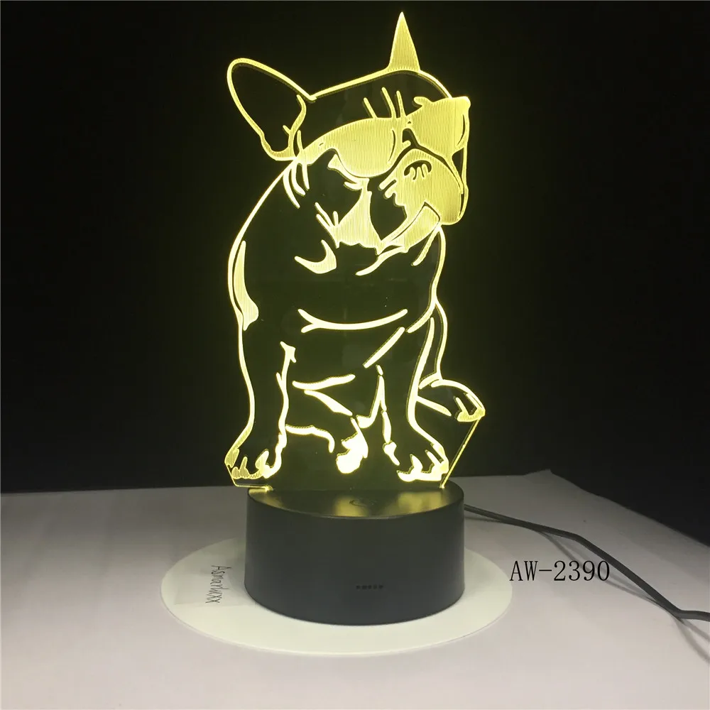 3D Французский бульдог светодиодный ночник для питомца щенка собаки с